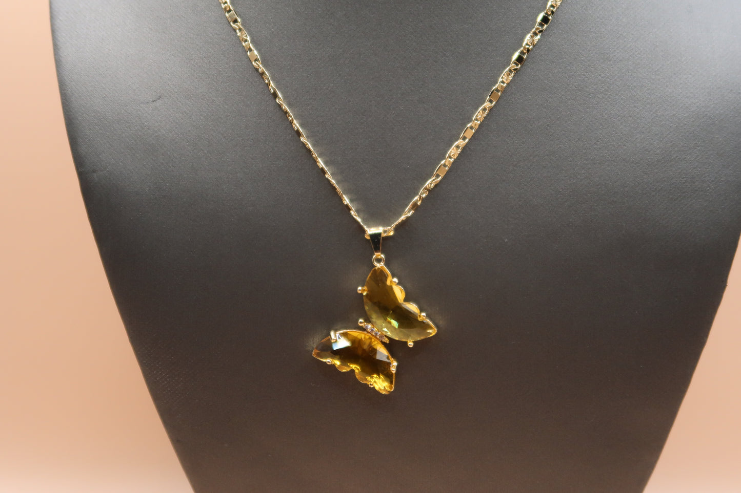 Yellow diamond Butterfly necklace