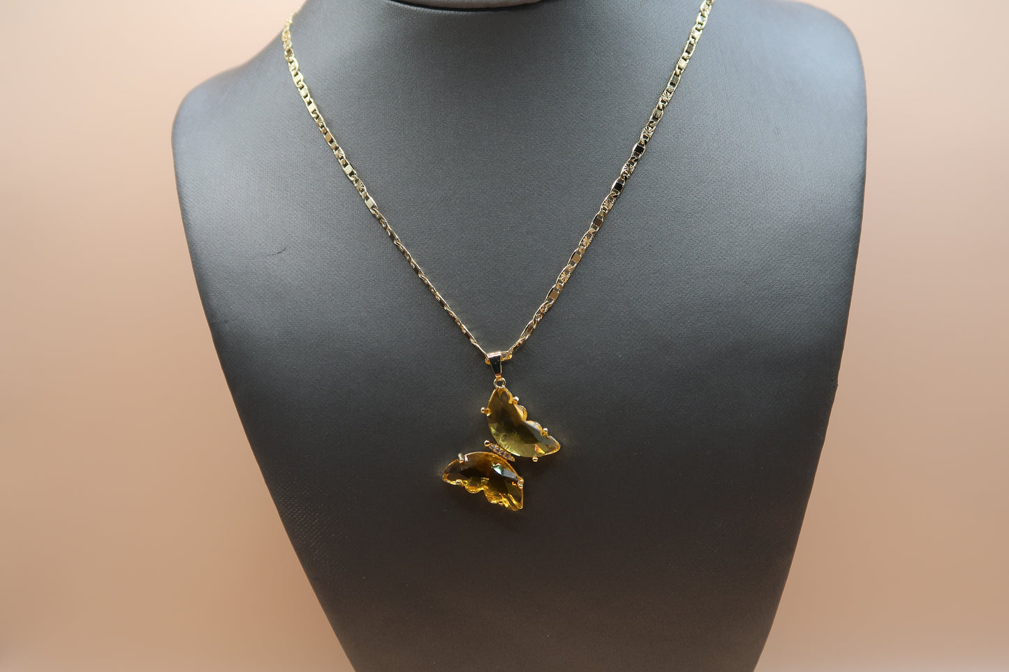 Yellow diamond Butterfly necklace