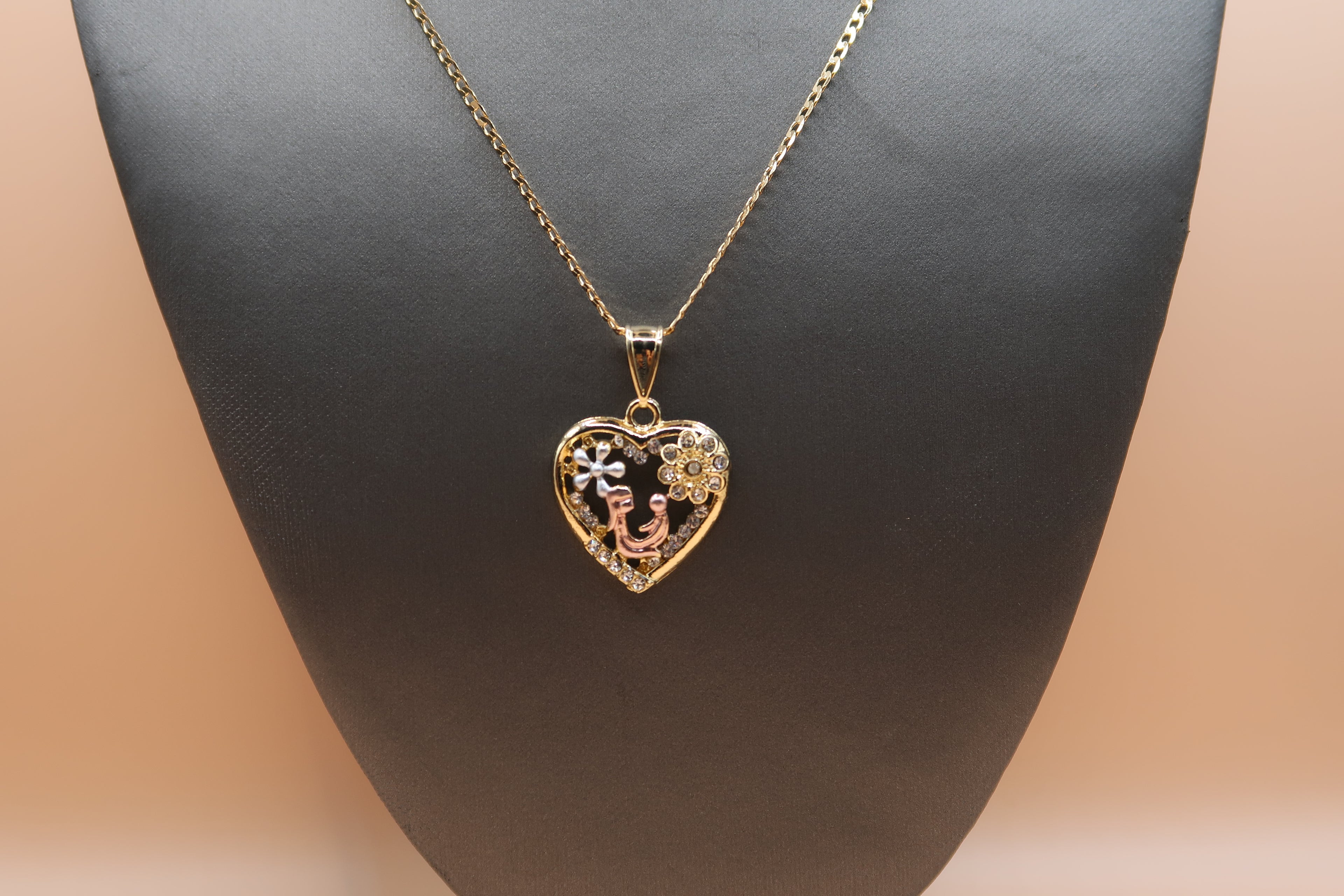Mom Child heart necklace