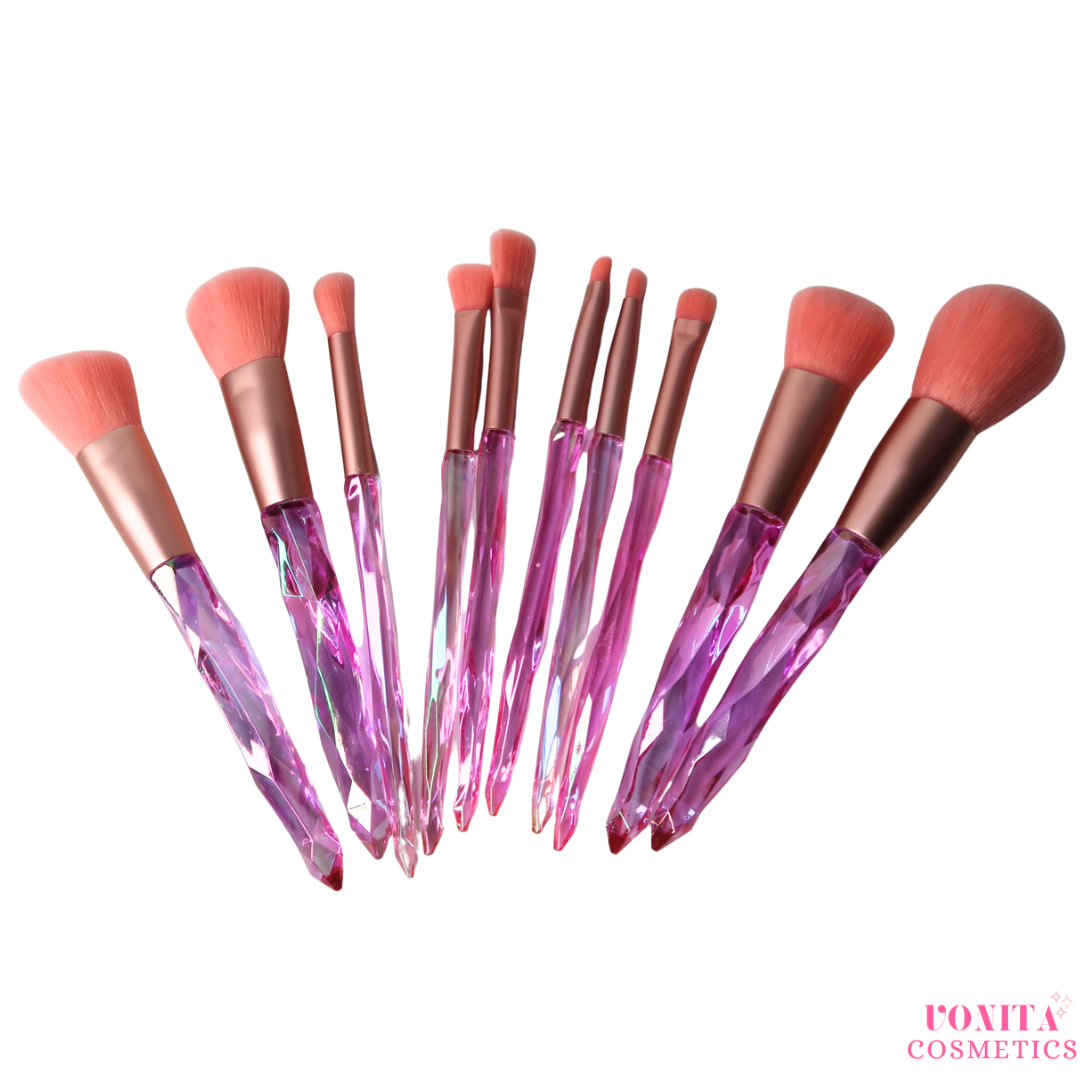 VC Pink holographic 10 piece brush set