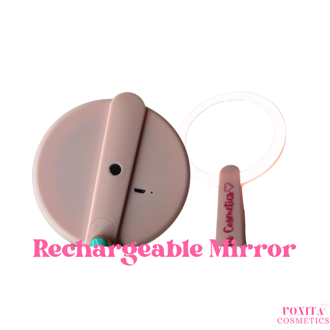 Pink rechargeable  hand held mirror