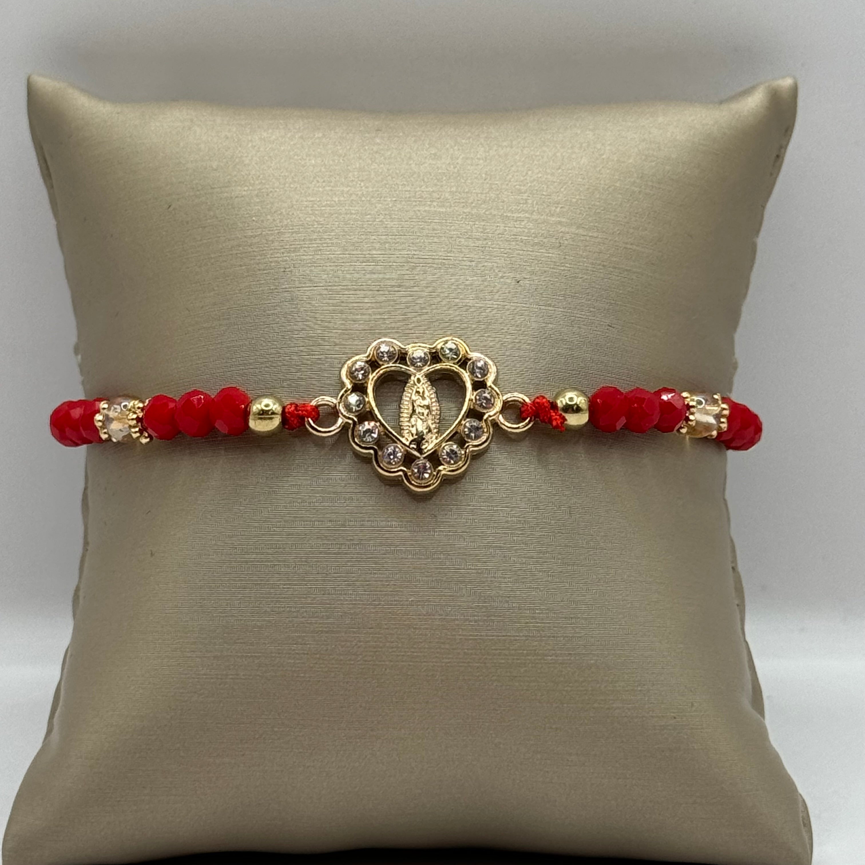 Heart Virgin de Guadalupe red & gold