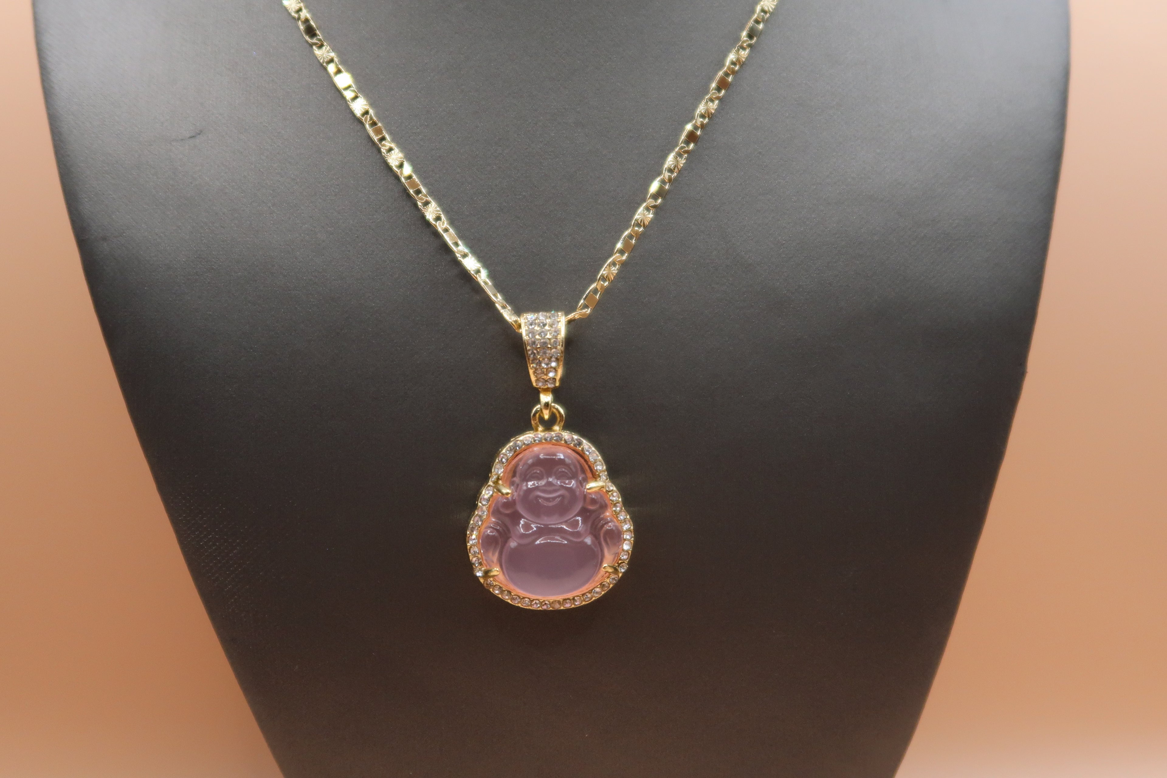 Light pink buddha necklace