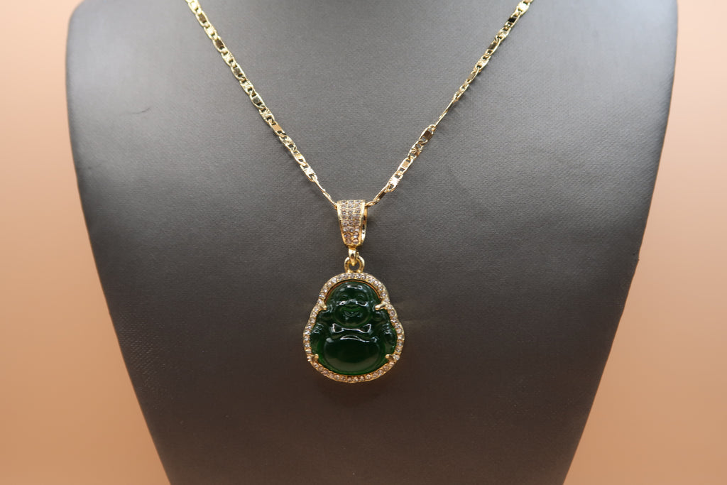 Green buddha necklace