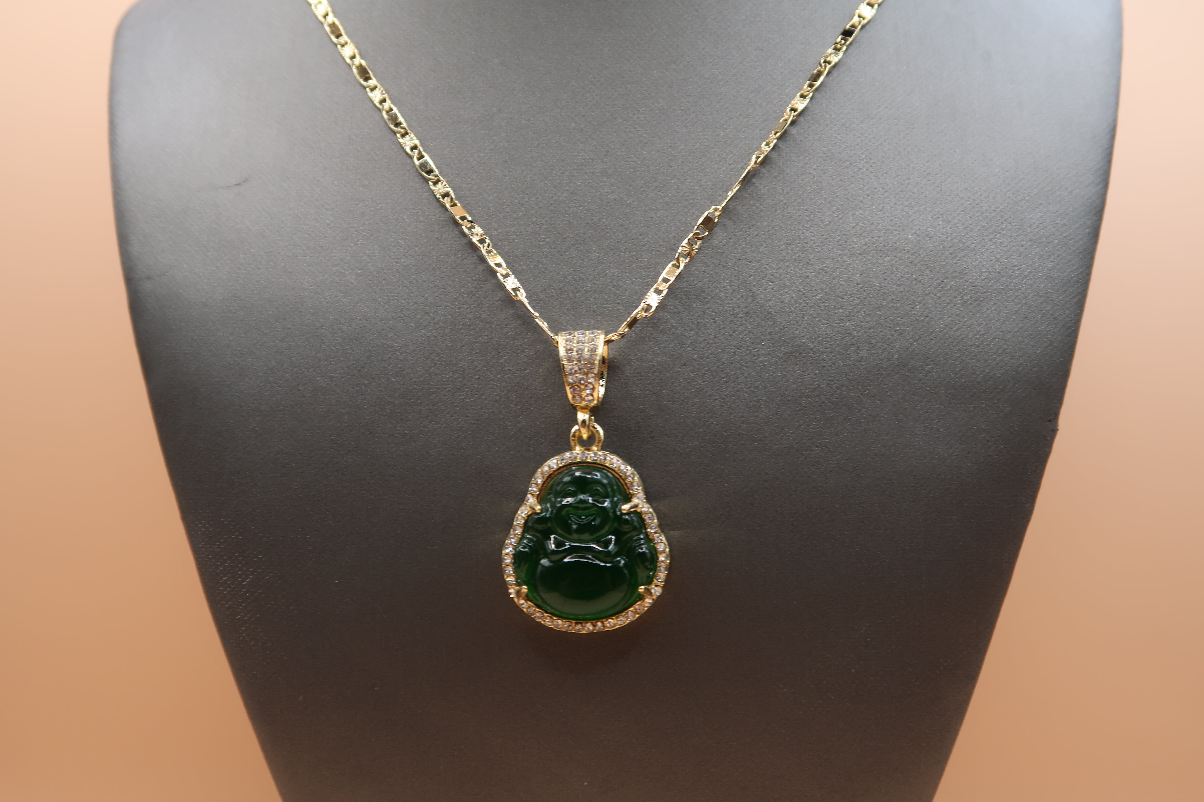 Green buddha necklace