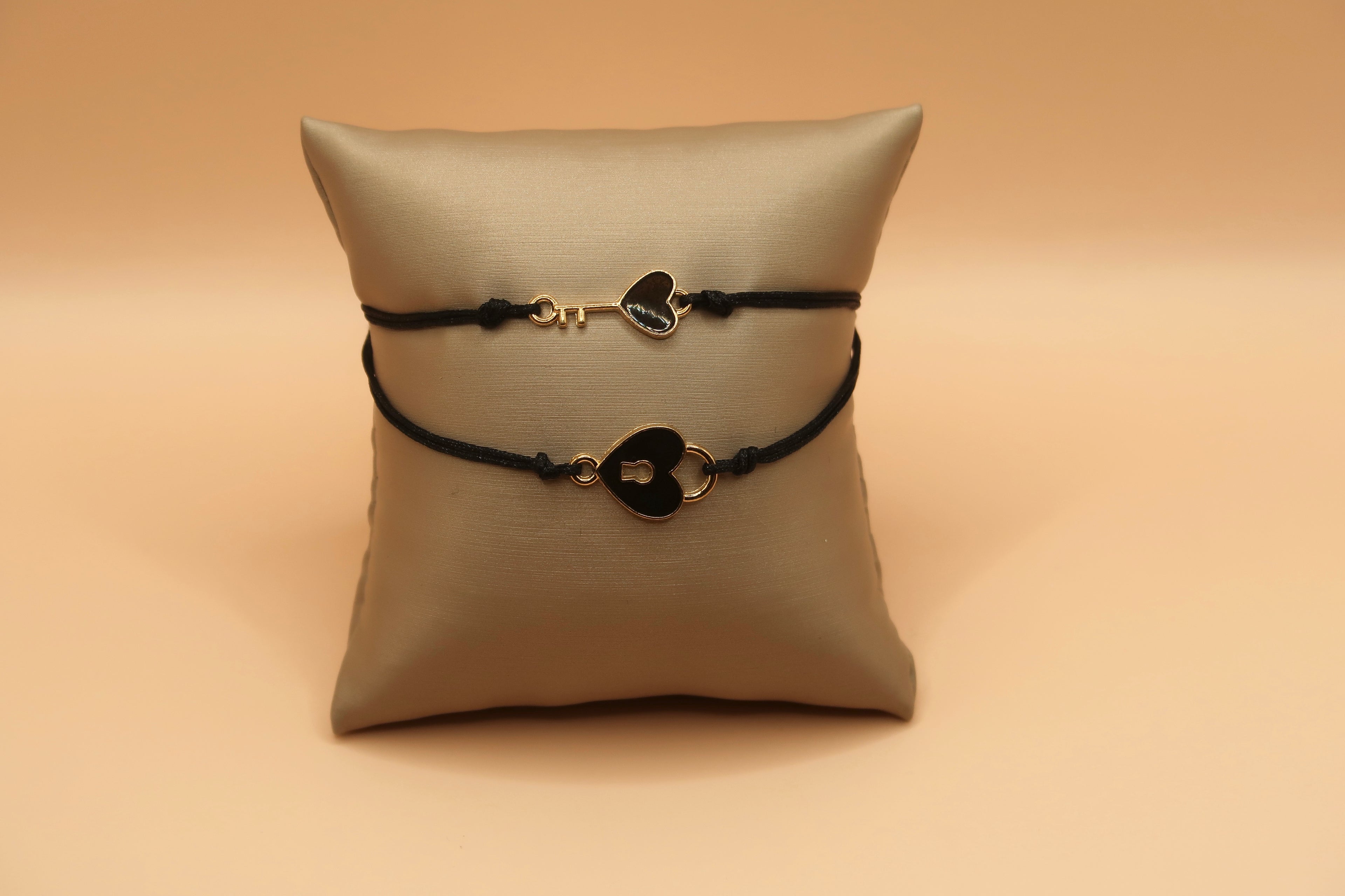 Couple matching heart and key locket black