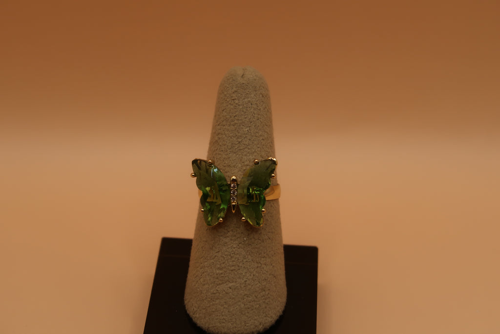 Green butterfly ring