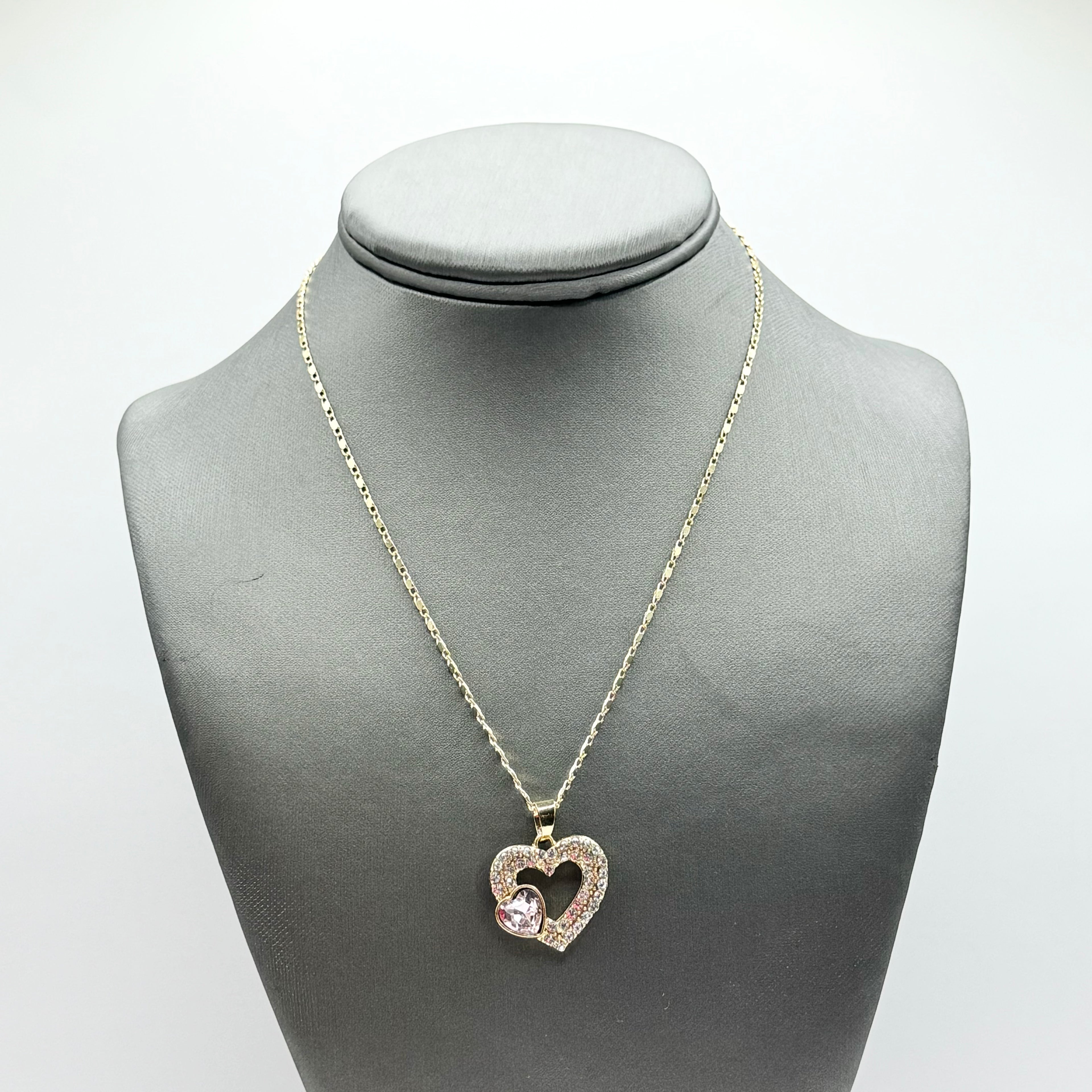 Pink Righnstones Small Crystals Heart