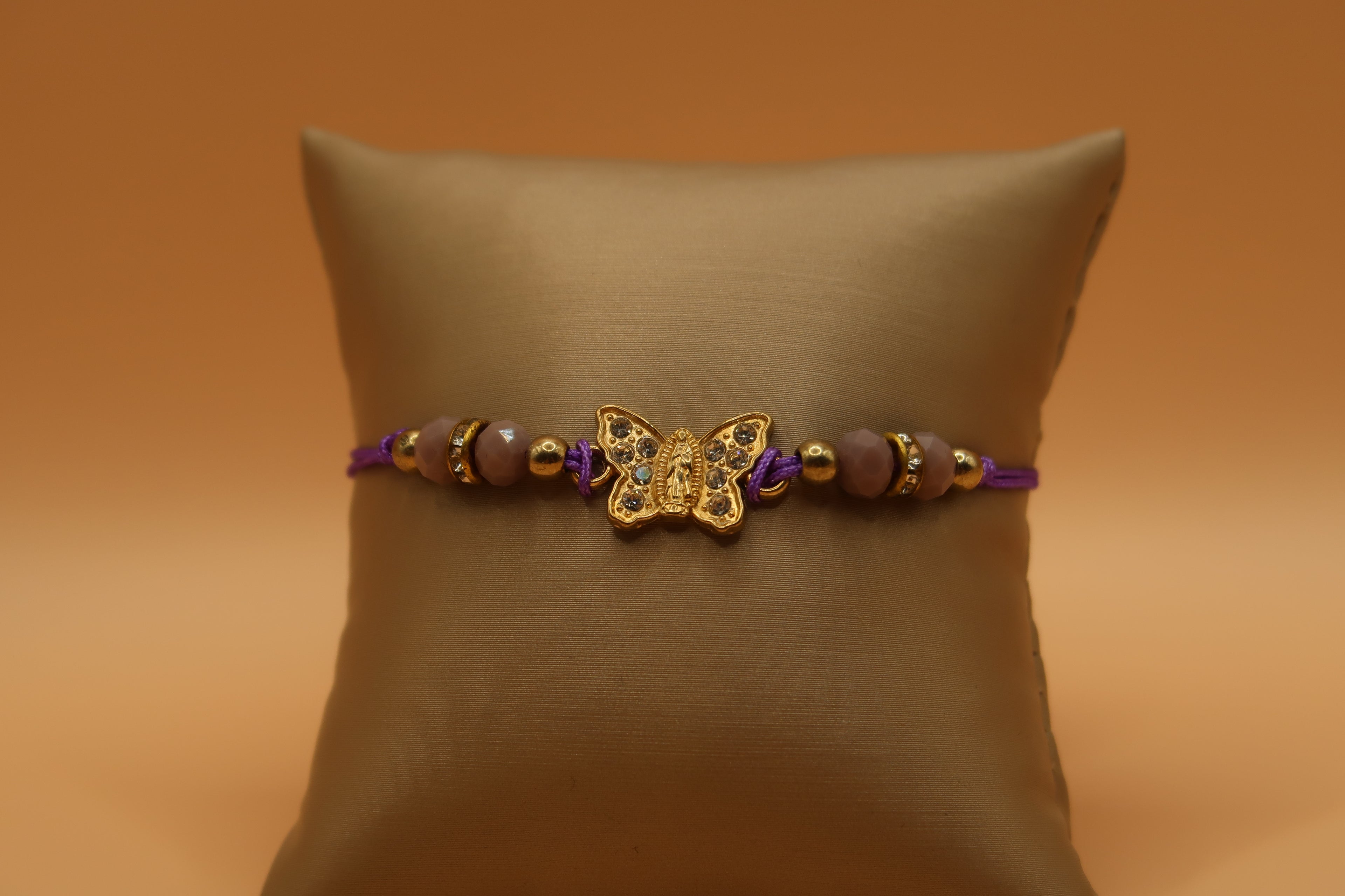 Virgin De Guadalupe Purple Butterfly Evil Eye Bracelet