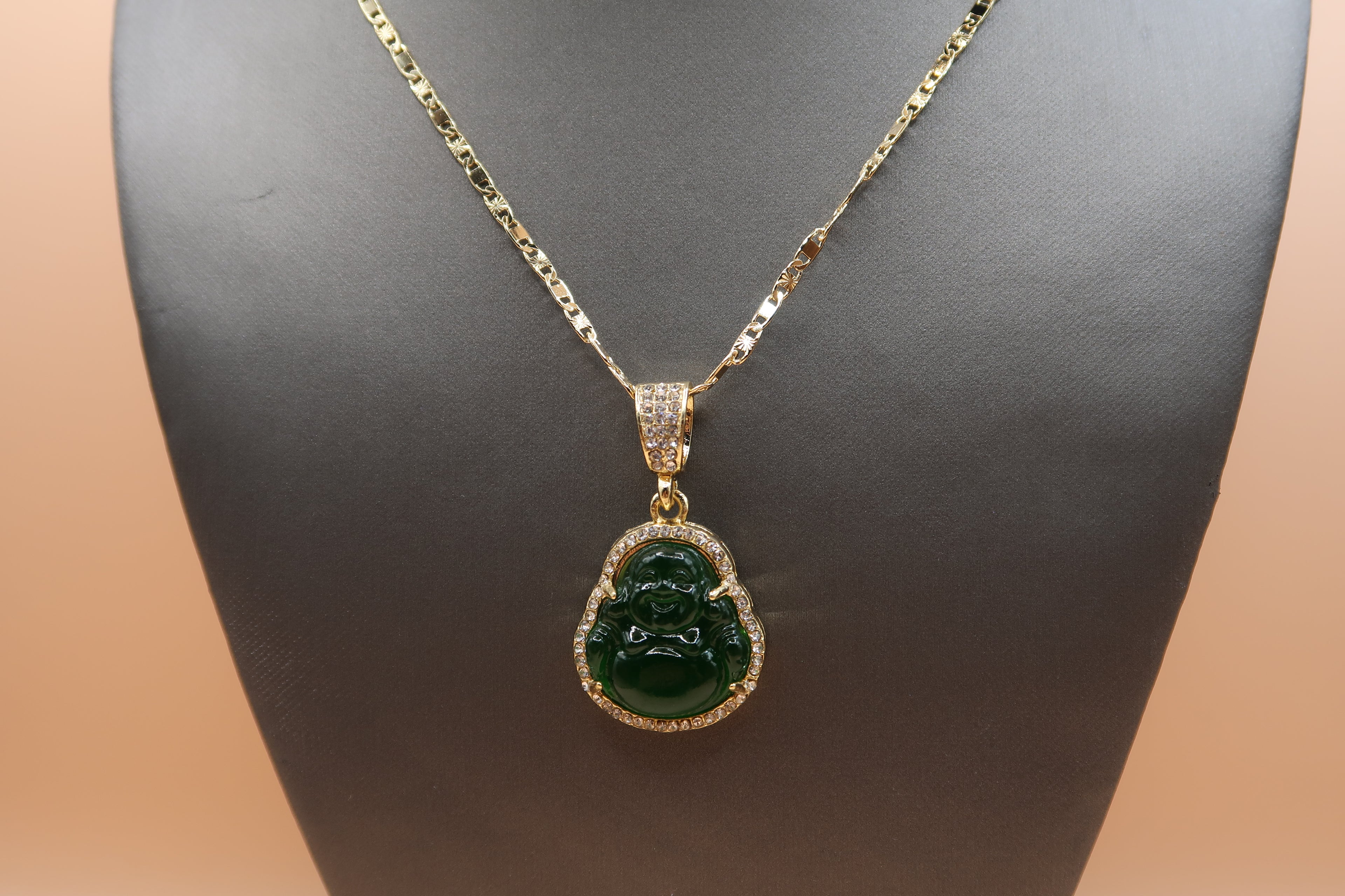Green buddha necklace