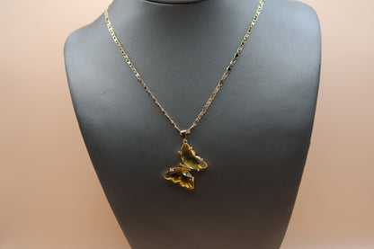 Yellow diamond Butterfly necklace