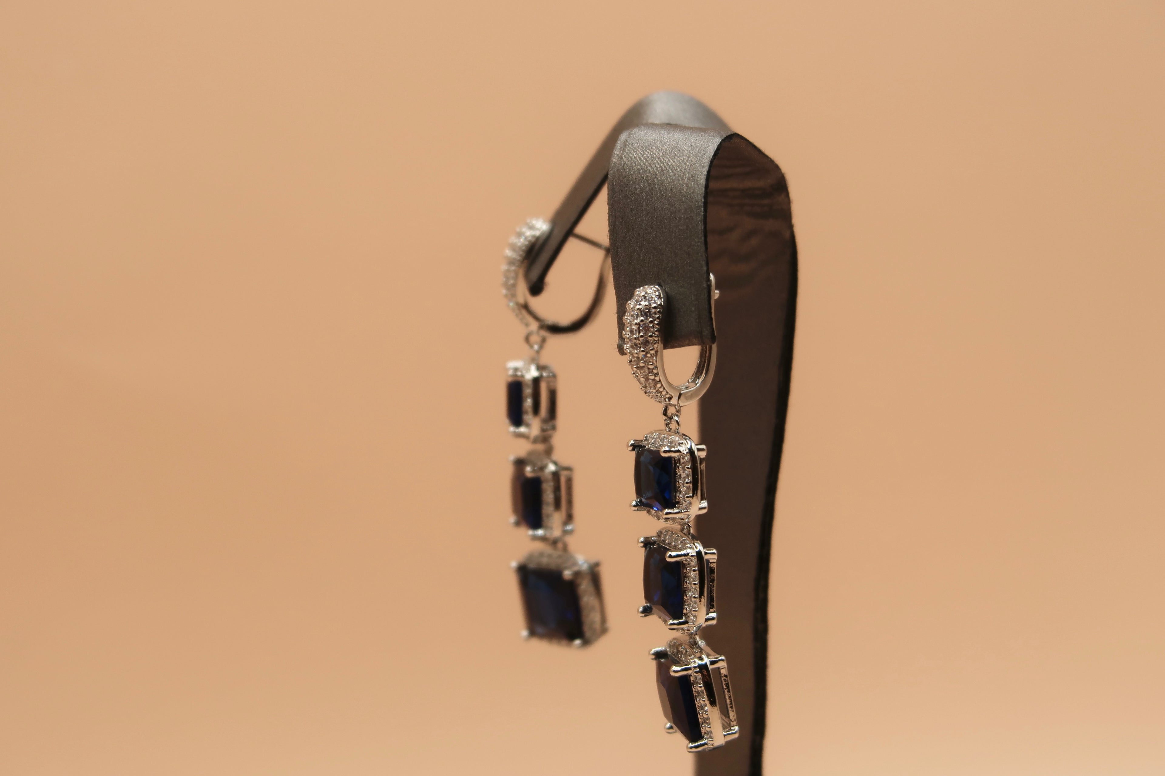 Diamond Blue Dangling Earrings