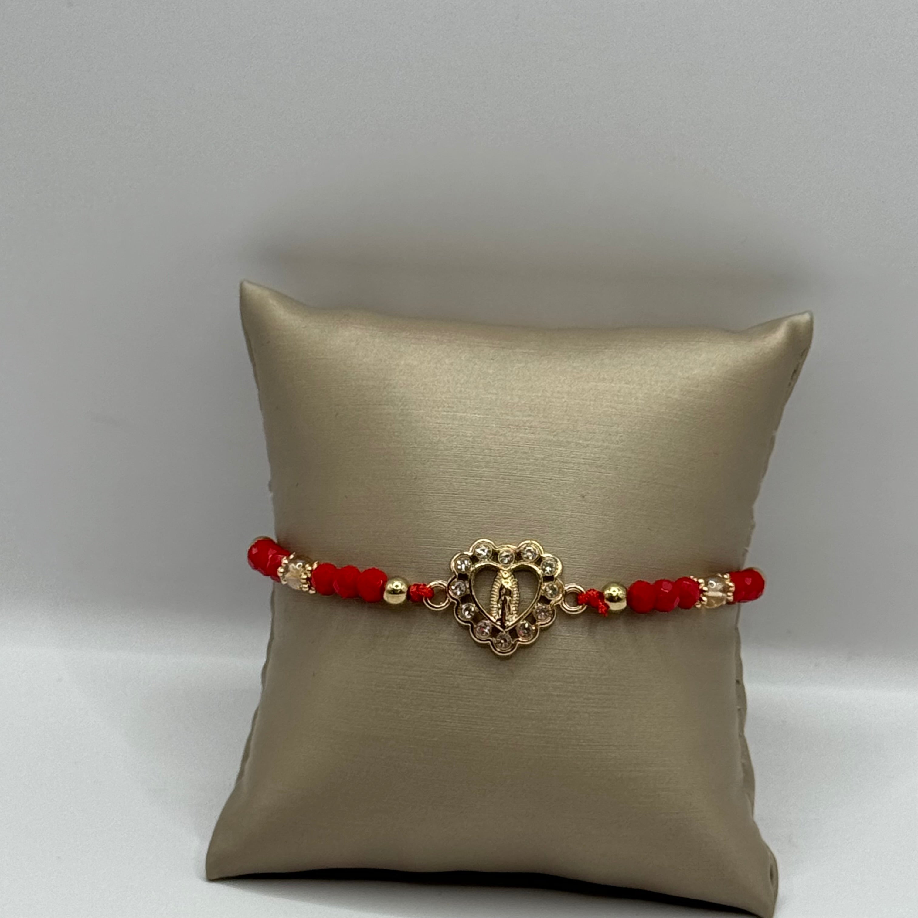 Heart Virgin de Guadalupe red & gold