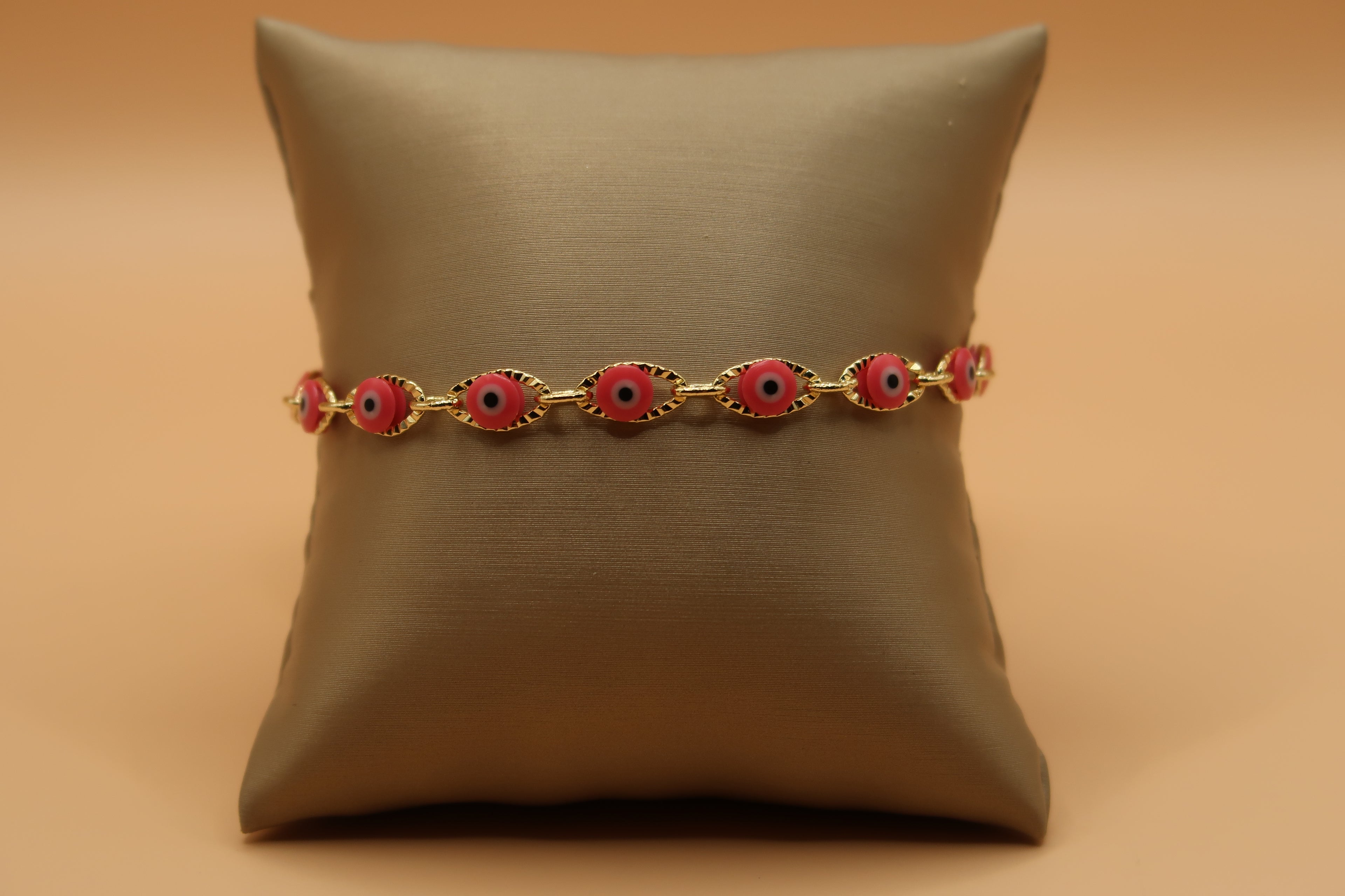 15 evil eye Pink & Gold bracelet