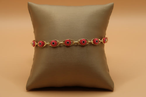 15 evil eye Pink & Gold bracelet