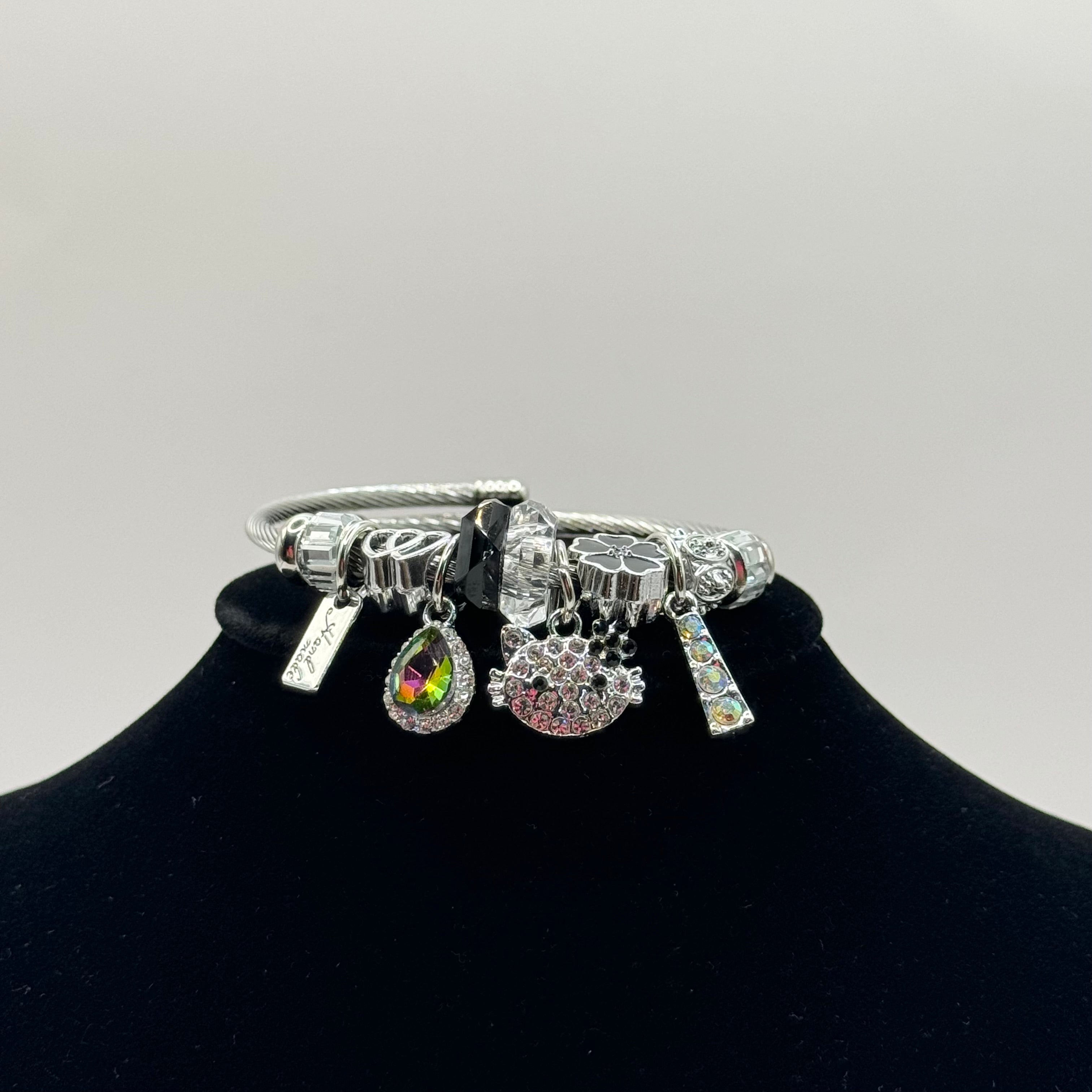 HK Silver & Black Charm Bracelet