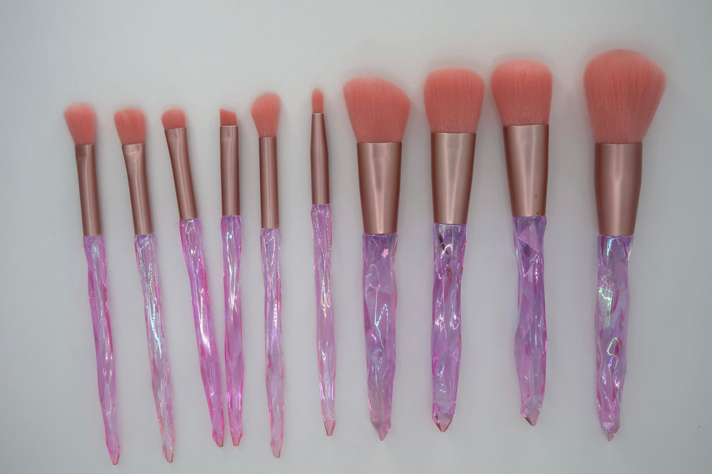 Pink holographic cosmetics 10 brushes