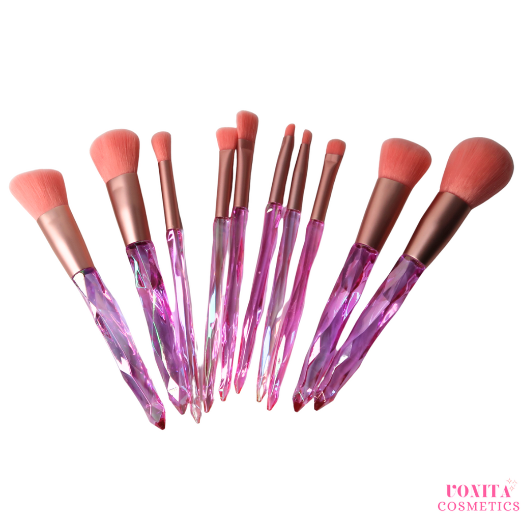 VC Pink holographic 10 piece brush set
