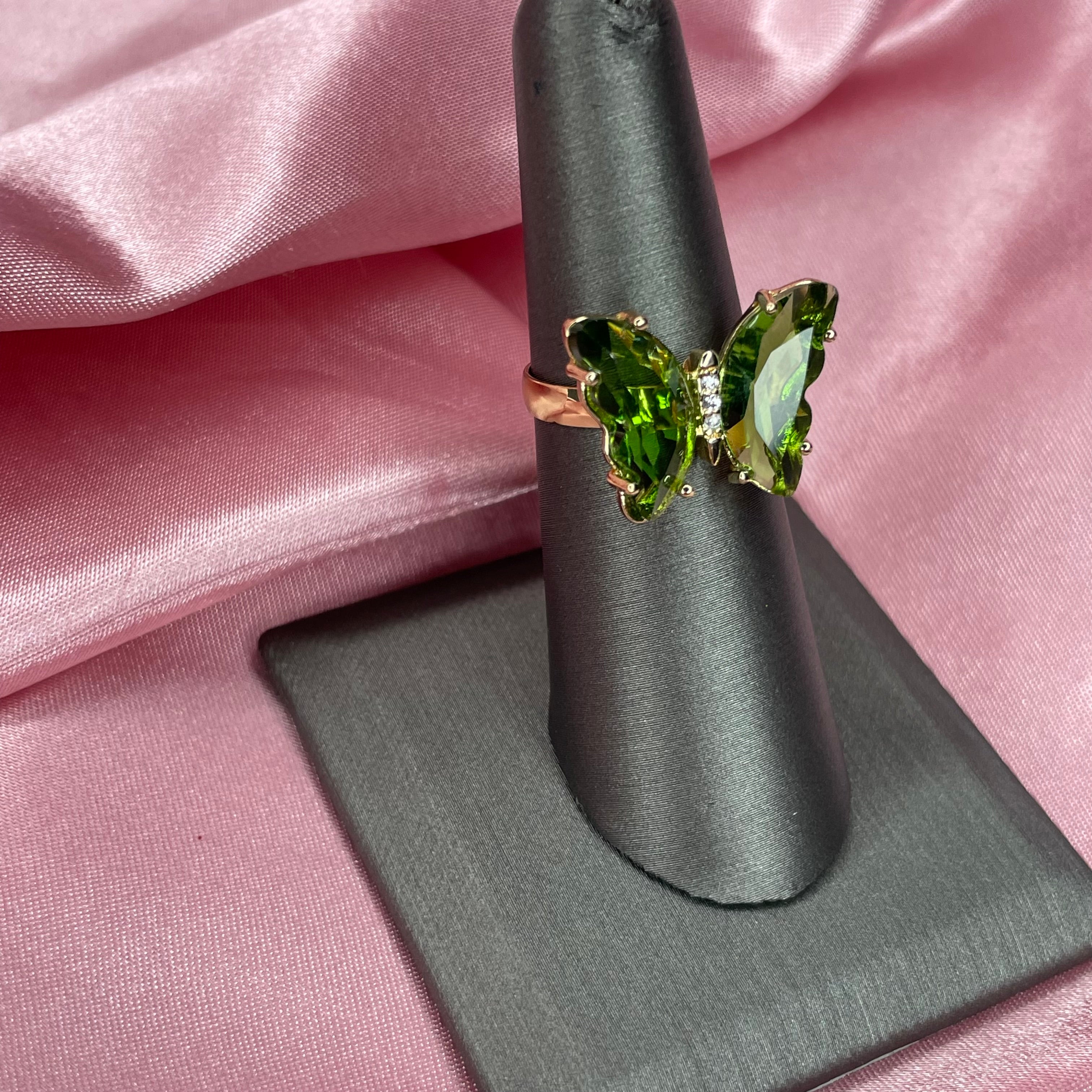 Green butterfly ring