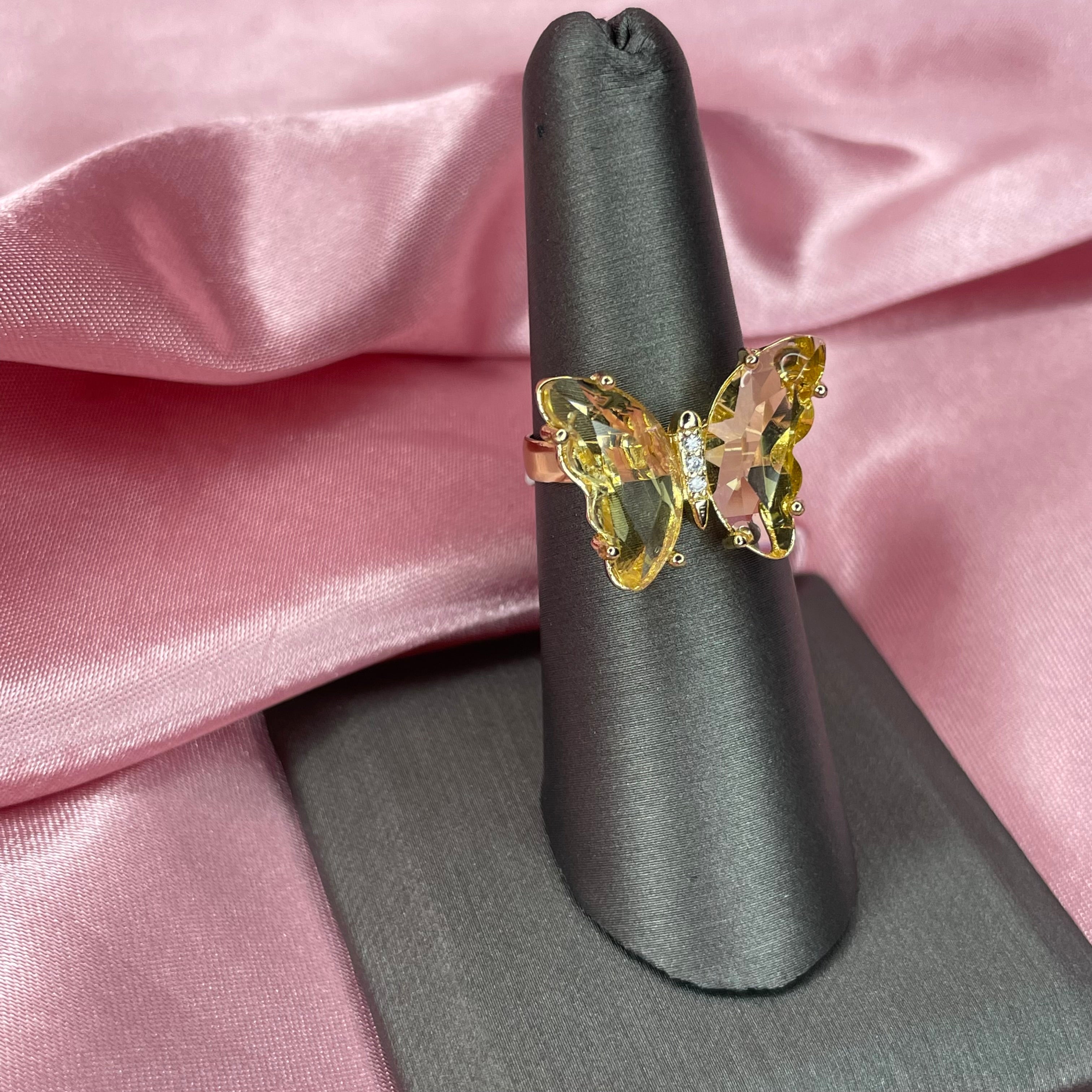 Yellow butterfly ring