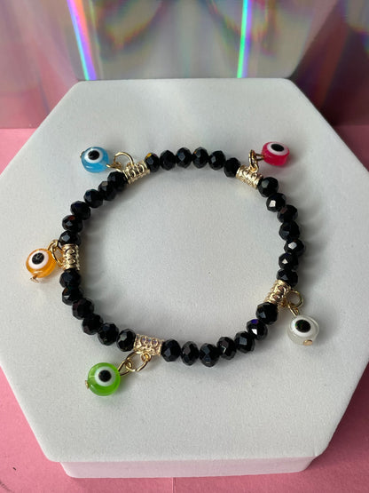 Black Multi Color Evil Eye Bracelet